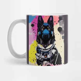 Astronaut black german shepherd Mug